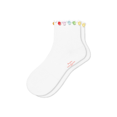 Bombas x Susan Alexandra Embellished Ruffle Rib Quarter Socks