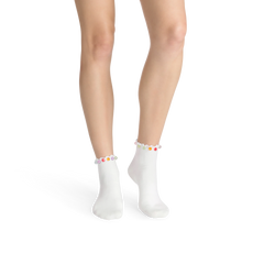 Bombas x Susan Alexandra Embellished Ruffle Rib Quarter Socks