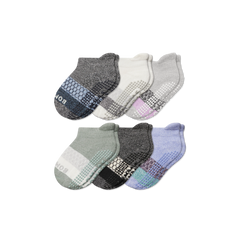 Toddler Tri-Block Gripper Ankle Sock 6-Pack