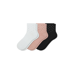 Women’s Rhinestone Rib Quarter Sock 3-Pack