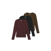 Women's Merino Wool Blend Crew Neck Long Sleeve T-Shirt 3-Pack