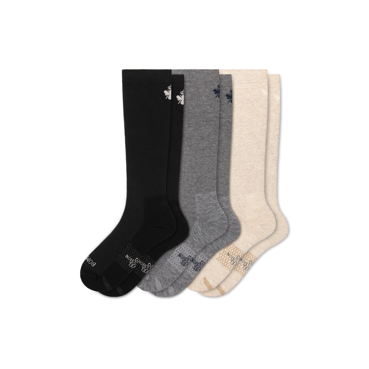 Men's Travel Compression Knee High Sock 3-Pack (15–20mmHg)