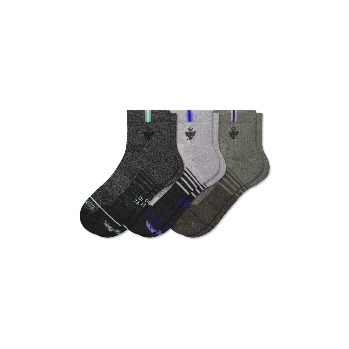 Women's Merino Wool Blend Run Quarter Sock 3-Pack