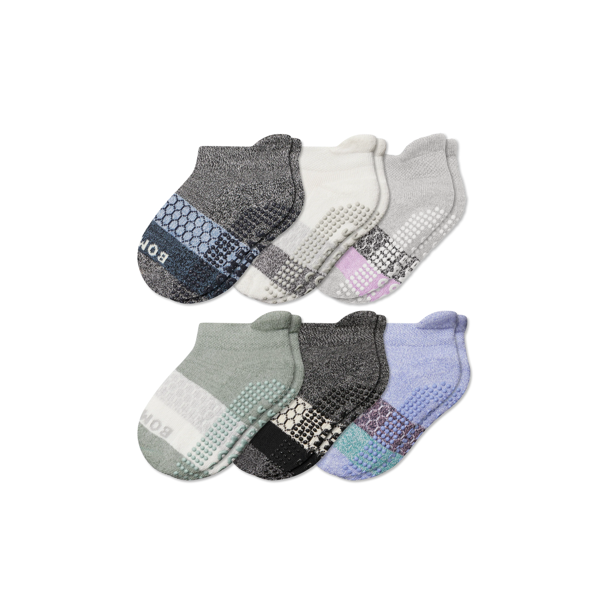 Toddler Tri-Block Gripper Ankle Sock 6-Pack