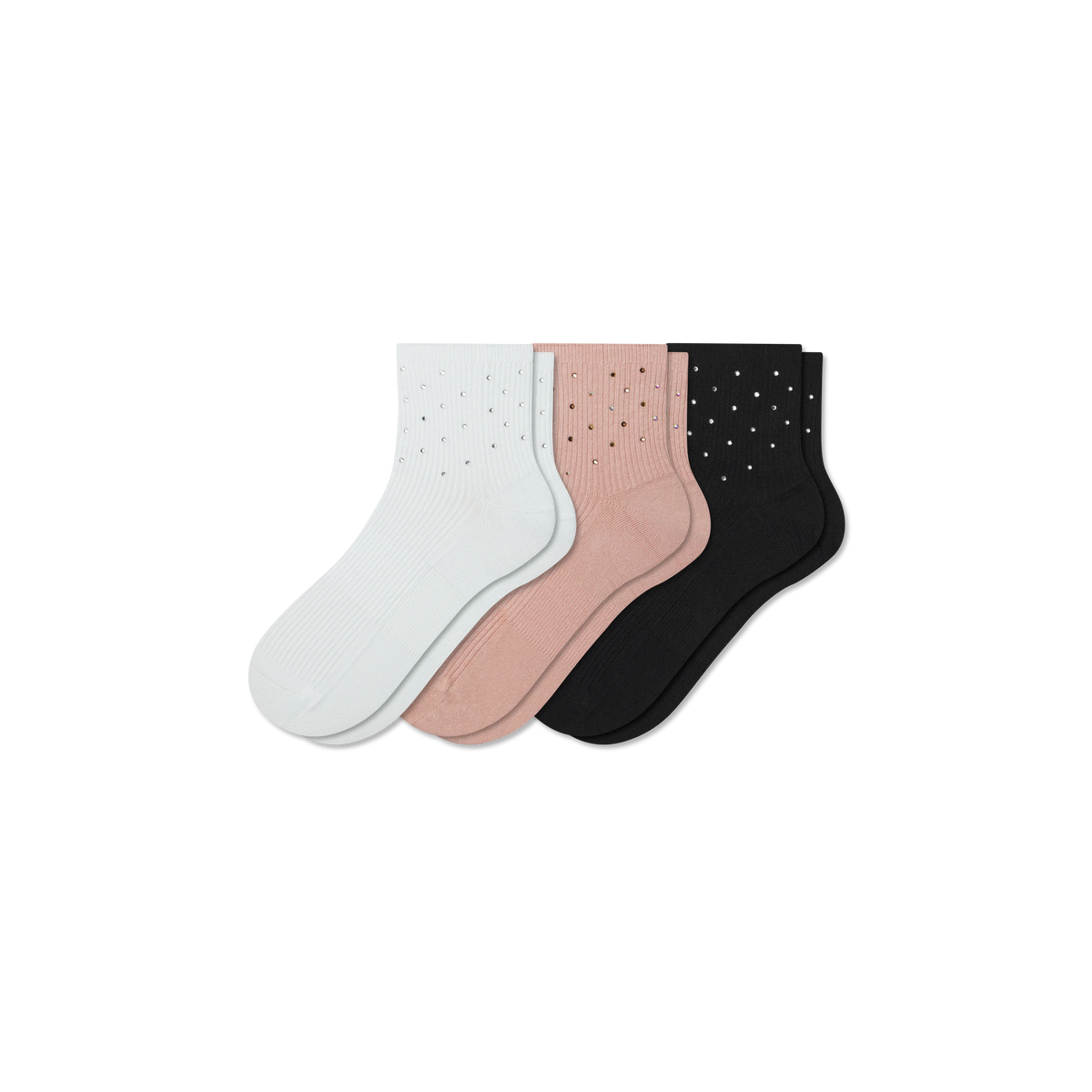 Women’s Rhinestone Rib Quarter Sock 3-Pack